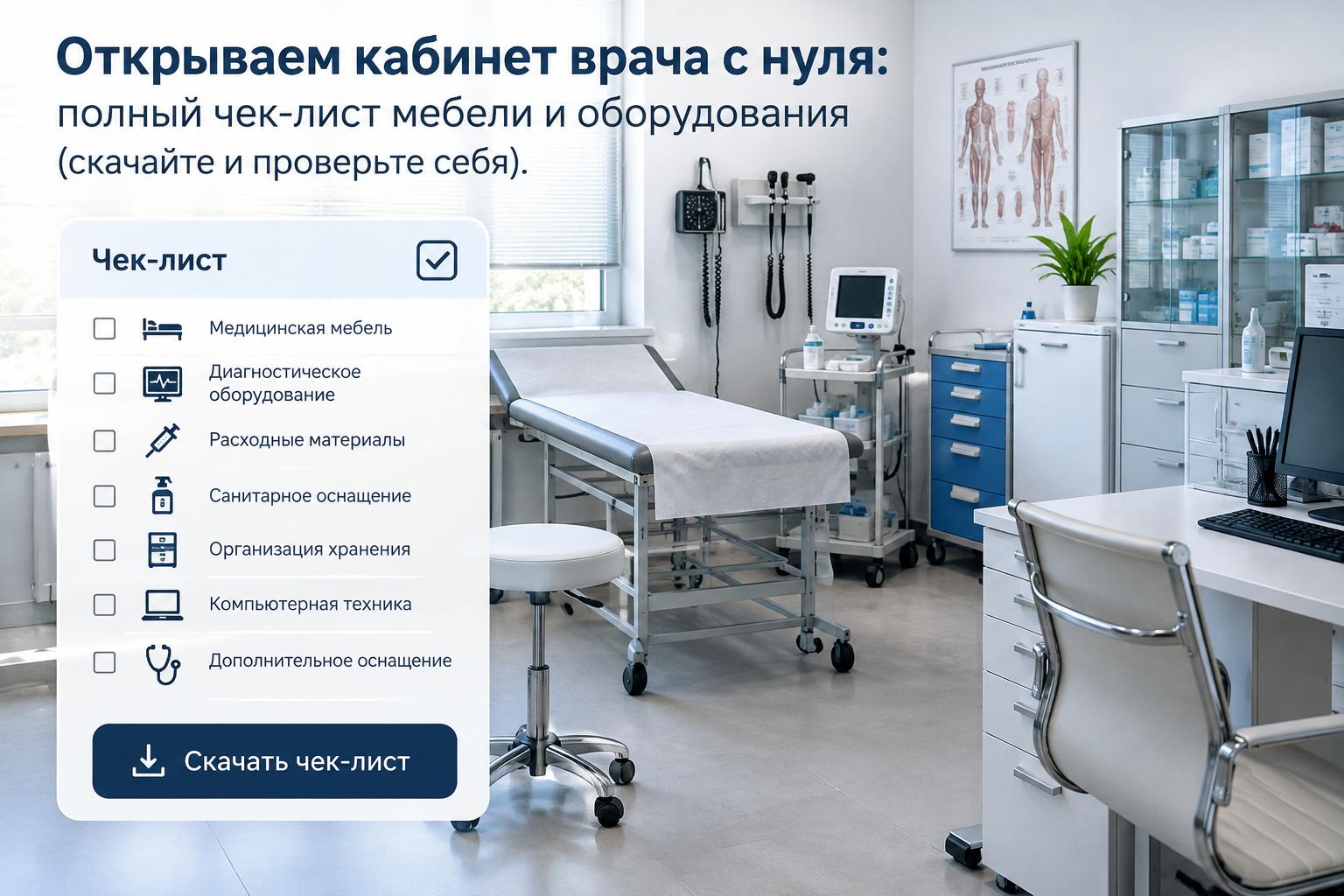 Открываем кабинет врача с нуля: полный чек-лист мебели и оборудования